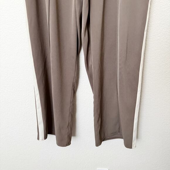 [Primark] Brown White High Rise Side Stripe Wide Leg Pants Elastic Waist Size XL - Picture 5 of 11